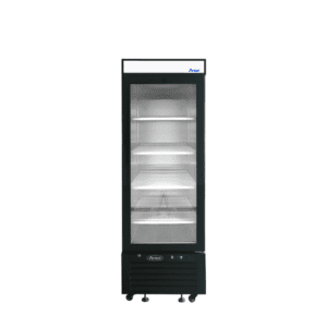 MCF8726GR — 25"-Wide One (1) Glass-Door Black Cabinet Bottom-Mount Merchandiser Refrigerator, 64" Height